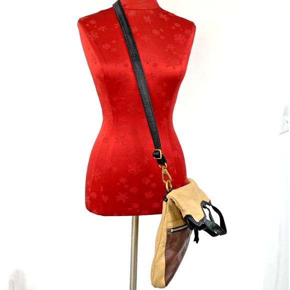 Fossil tan brown leather 2-way messenger bag purse vintage crossbody adjustable - Picture 3 of 11